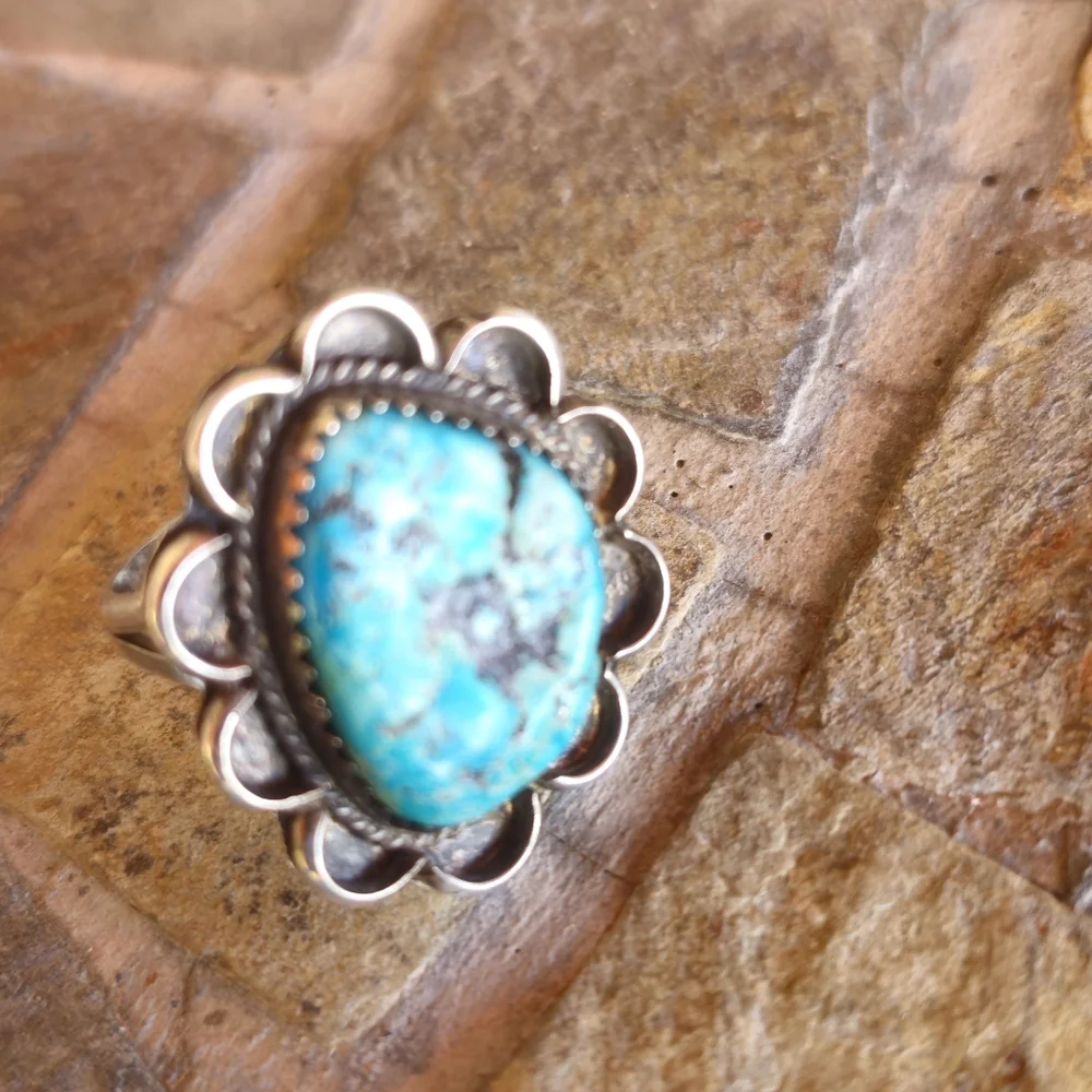 Sterling Silver Vintage TURQUOISE ring - Picture 6 of 17